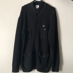 Lacoste men’s vintage black button up cardigan